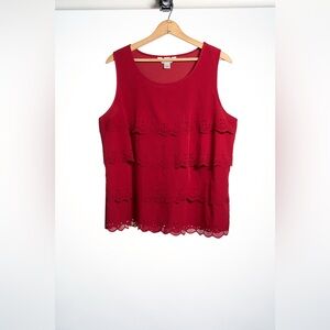 Christopher & Banks Layered Red Lace Tank Top